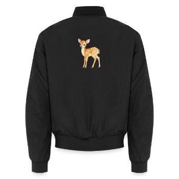 Fawn with heart pattern - Unisex Bomber Jacket - black - Back - AI Model Male 185 light (185cm)