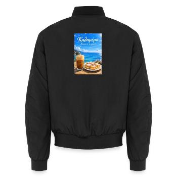 Guten Morgen Griechenland Kalimera Küsten Café - Unisex Bomberjacke - Schwarz - Hinten - AI Model Male 185 light (185cm)