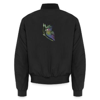 Colibri coloré sur branche de feuille - Bomber unisexe - noir - Dos - AI Model Male 185 light (185cm)