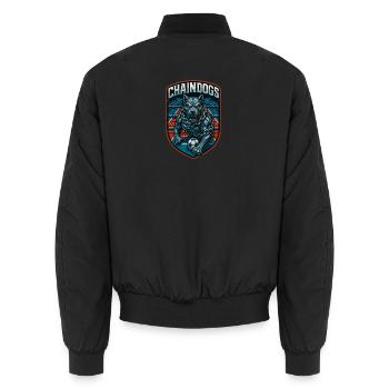 Hundeketten-Fußballabzeichen - Unisex Bomberjacke - Schwarz - Hinten - AI Model Male 185 light (185cm)