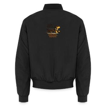 Run, Walk, Dackel, Repeat. Dackelliebe. Dachshund. - Unisex Bomberjacke - Schwarz - Hinten - AI Model Male 185 light (185cm)