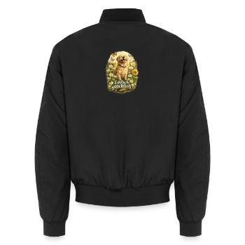 Einfach Glücklich Golden Retriever Blumenwiese - Unisex Bomberjacke - Schwarz - Hinten - AI Model Male 185 light (185cm)