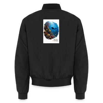 Azzo Unterwasser-Abenteuer - Unisex Bomberjacke - Schwarz - Hinten - AI Model Male 185 light (185cm)