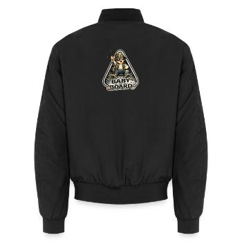 Kleiner Küstenabenteurer mit Angel - Unisex Bomberjacke - Schwarz - Hinten - AI Model Male 185 light (185cm)