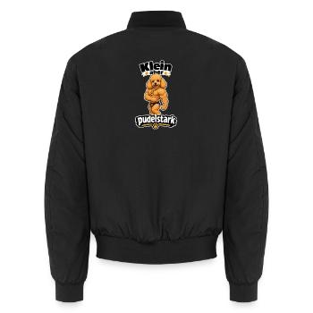 Klein aber pudelstark – Pudel Trizeps Pose - Unisex Bomberjacke - Schwarz - Hinten - AI Model Male 185 light (185cm)