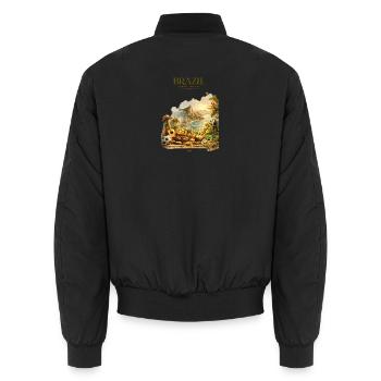 Brazil Tropical Explorer Artwork - Unisex Bomberjacke - Schwarz - Hinten - AI Model Male 185 light (185cm)