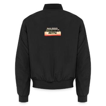 PAPA-MODUS AKTIV - Unisex Bomberjacke - Schwarz - Hinten - AI Model Male 185 light (185cm)