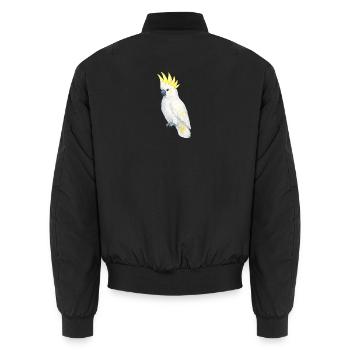 Weißer Kakadu Gelber Kamm - Unisex Bomberjacke - Schwarz - Hinten - AI Model Male 185 light (185cm)