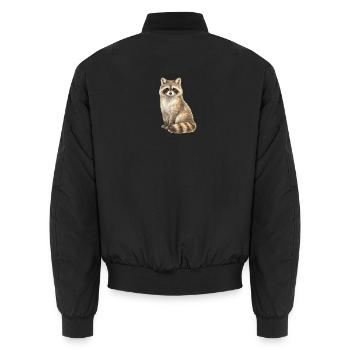Raccoon in the dream forest - Unisex Bomber Jacket - black - Back - AI Model Male 185 light (185cm)
