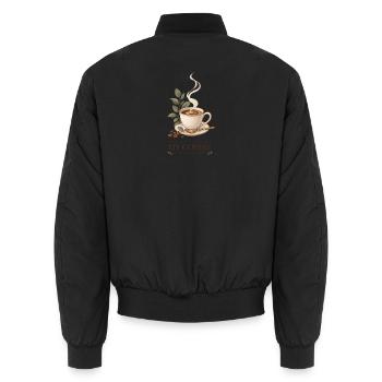 Let Me Enjoy My Coffee in Peace and Quiet - Unisex Bomber Jacket - black - Back - AI Model Male 185 light (185cm)
