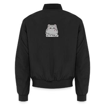 Not My Problem Cat Sticker - Unisex Bomber Jacket - black - Back - AI Model Male 185 light (185cm)