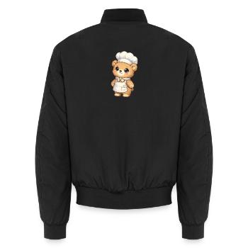 Kochbärchen Chef Illustration - Unisex Bomberjacke - Schwarz - Hinten - AI Model Male 185 light (185cm)
