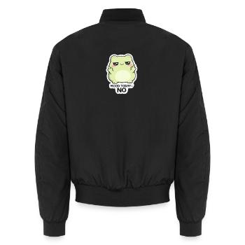 Mood Today: No – Green Kawaii Creature - Unisex Bomber Jacket - black - Back - AI Model Male 185 light (185cm)