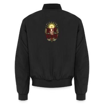 Licht im Herzen – Positiver Spruch - Unisex Bomberjacke - Schwarz - Hinten - AI Model Male 185 light (185cm)
