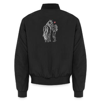 Cavalière de poney montée à cheval - Bomber unisexe - noir - Dos - AI Model Male 185 light (185cm)