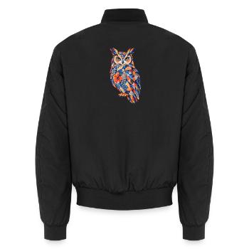 PatchworkEule Farbenpracht - Unisex Bomberjacke - Schwarz - Hinten - AI Model Male 185 light (185cm)