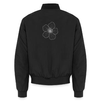 Blumenriss Weiße Kontur - Unisex Bomberjacke - Schwarz - Hinten - AI Model Male 185 light (185cm)