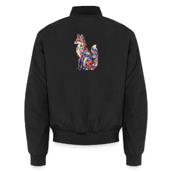 Patchwork Fuchs Blumenmuster - Unisex Bomberjacke - Schwarz - Hinten - AI Model Male 185 light (185cm)