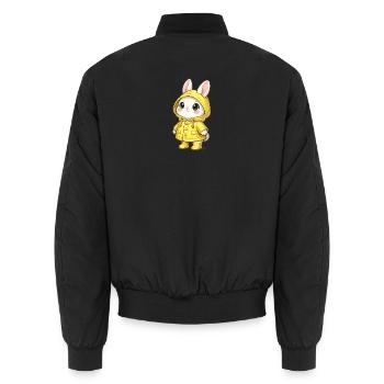 Kawaii Hase im Gelben Regenmantel - Unisex Bomberjacke - Schwarz - Hinten - AI Model Male 185 light (185cm)