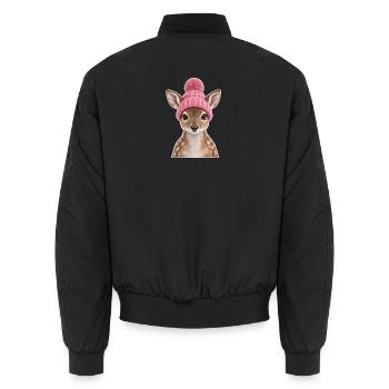 Rentierchen mit pinker Pomponmütze - Unisex Bomberjacke - Schwarz - Hinten - AI Model Male 185 light (185cm)