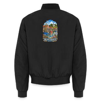 Hafenidylle Neuhaerlingsiel - Unisex Bomberjacke - Schwarz - Hinten - AI Model Male 185 light (185cm)