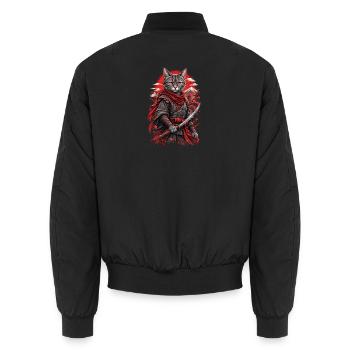 Samurai Katze - Unisex Bomberjacke - Schwarz - Hinten - AI Model Male 185 light (185cm)