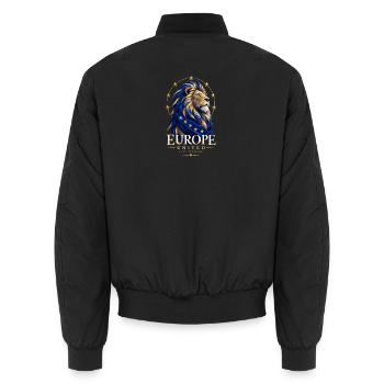 Löwe der EU in Blau-Gold - Unisex Bomberjacke - Schwarz - Hinten - AI Model Male 185 light (185cm)