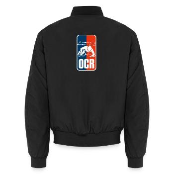 C445A3CB-AF3B-4F2F-9E1D-F1AA150200F0 - Unisex Bomberjacke - Schwarz - Hinten - AI Model Male 185 light (185cm)