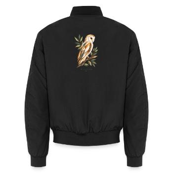 Die Eule der Weisheit in der Geometrie – Die Natur der Weisheit - Unisex Bomberjacke - Schwarz - Hinten - AI Model Male 185 light (185cm)