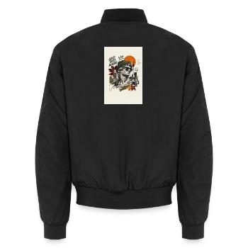Antike Statue trifft hippe Stadtcollage - Unisex Bomberjacke - Schwarz - Hinten - AI Model Male 185 light (185cm)