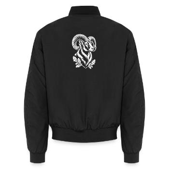 Steinbock Doppelblüten Liniendruck - Unisex Bomberjacke - Schwarz - Hinten - AI Model Male 185 light (185cm)