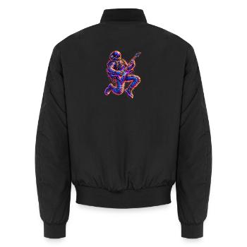 KOSMISCHER ROCKER | Schwereloser Felsensprung - Unisex Bomberjacke - Schwarz - Hinten - AI Model Male 185 light (185cm)