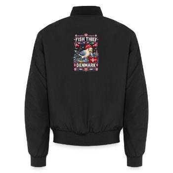 Fish Thief Nordic Denmark Knit - Unisex Bomberjacke - Schwarz - Hinten - AI Model Male 185 light (185cm)