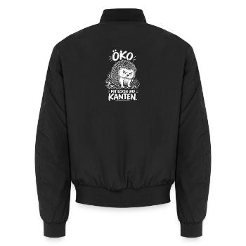ÖKO Igel mit Ecken und Kanten - Unisex Bomberjacke - Schwarz - Hinten - AI Model Male 185 light (185cm)