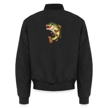 Fröhlicher Regenbogenlachs Cartoon - Unisex Bomberjacke - Schwarz - Hinten - AI Model Male 185 light (185cm)