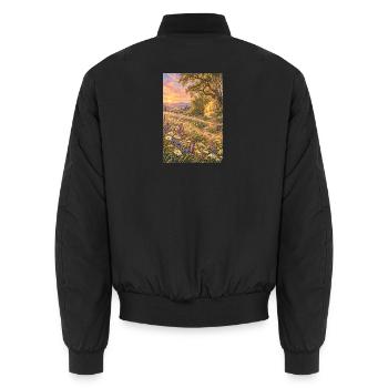 Wildblumen im goldenen Abendlicht - Unisex Bomberjacke - Schwarz - Hinten - AI Model Male 185 light (185cm)