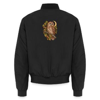 Waldkauz auf Eichenast - Unisex Bomberjacke - Schwarz - Hinten - AI Model Male 185 light (185cm)