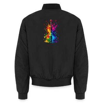 Bunte Violine Regenbogen Geige Musik Farbspritzer - Unisex Bomberjacke - Schwarz - Hinten - AI Model Male 185 light (185cm)