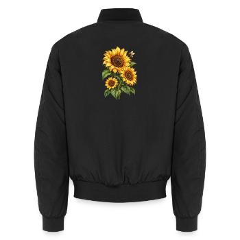 Sonnenblumen Gartenliebe - Unisex Bomberjacke - Schwarz - Hinten - AI Model Male 185 light (185cm)