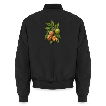 Walnüsse mit Blättern - Unisex Bomberjacke - Schwarz - Hinten - AI Model Male 185 light (185cm)