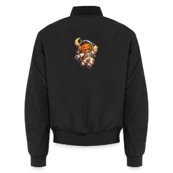 Kürbis-Astronaut - Unisex Bomberjacke - Schwarz - Hinten - AI Model Male 185 light (185cm)