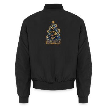 Goldblaue Tanne Ho Ho Ho - Unisex Bomberjacke - Schwarz - Hinten - AI Model Male 185 light (185cm)