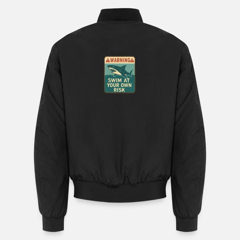 Warnschild mit Hai und Aufschrift Unisex Bomberjacke