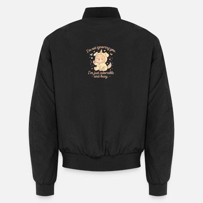Süßer Einhorn-Welpe mit frechem Spruch Unisex Bomberjacke