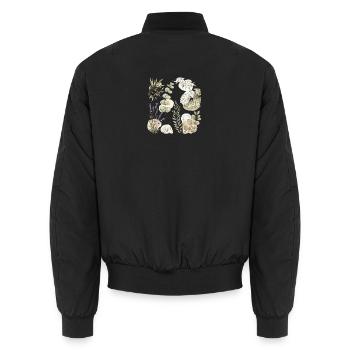 Natürliche Aquarellbotanik - Unisex Bomberjacke - Schwarz - Hinten - AI Model Male 185 light (185cm)