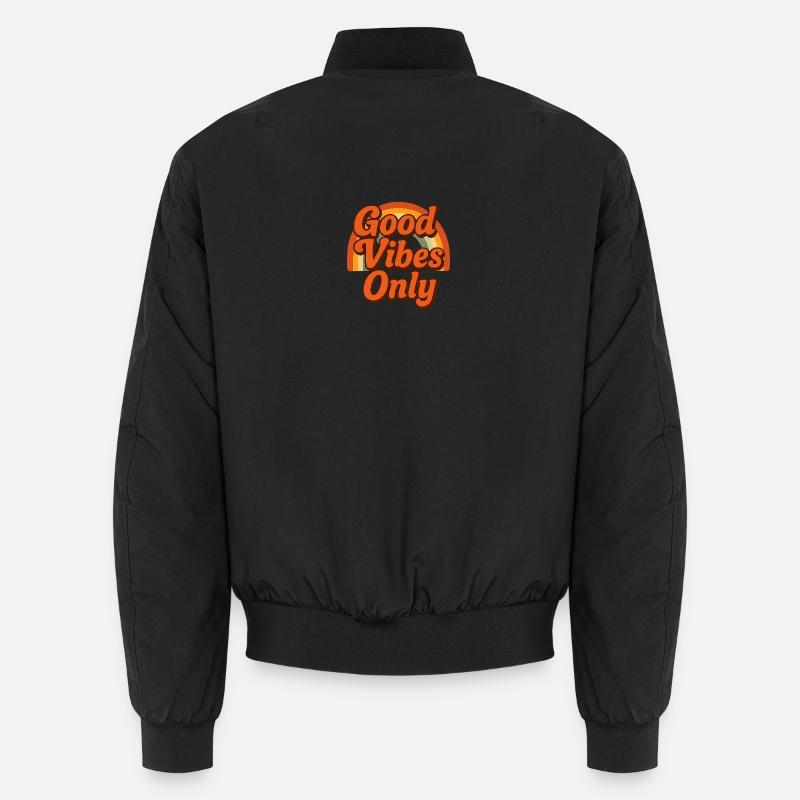 "Gute Vibes" Only Retro Rainbow - Unisex Bomberjacke - Schwarz