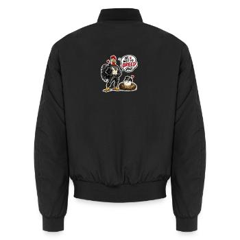 Hi, nice to breed you! TOF design with egg - Unisex Bomber Jacket - black - Back - AI Model Male 185 light (185cm)
