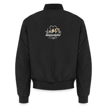 Simmentaler Kuh Herzlinie Geschenk Landwirt - Unisex Bomberjacke - Schwarz - Hinten - AI Model Male 185 light (185cm)