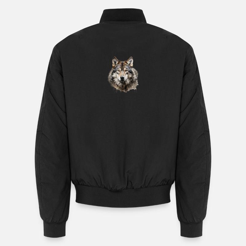 Wolf Portrait – Wildtier Alpen Design - Unisex Bomberjacke - Schwarz