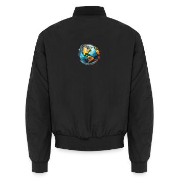 Globus in Bewegung - Unisex Bomberjacke - Schwarz - Hinten - AI Model Male 185 light (185cm)